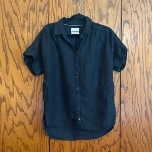 J.Crew Baird McNutt Irish Linen Shirt Womens Small Black Relaxed Button Front